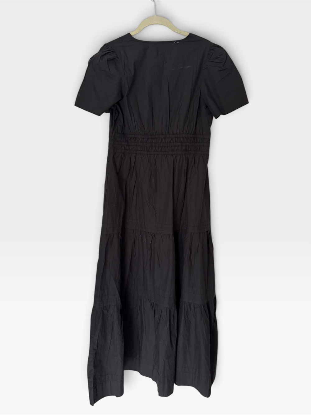 Quince 100% Organic Cotton Tiered Maxi Dress Black Current Retail $70 Small NWT - Picture 5 of 13